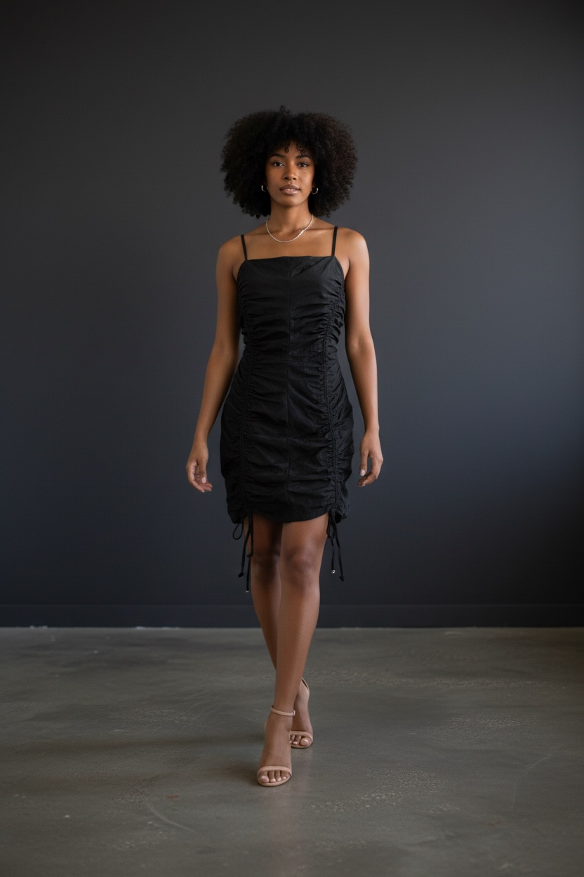 FOREVER21 BLACK RUCHED DRESS - Image 2